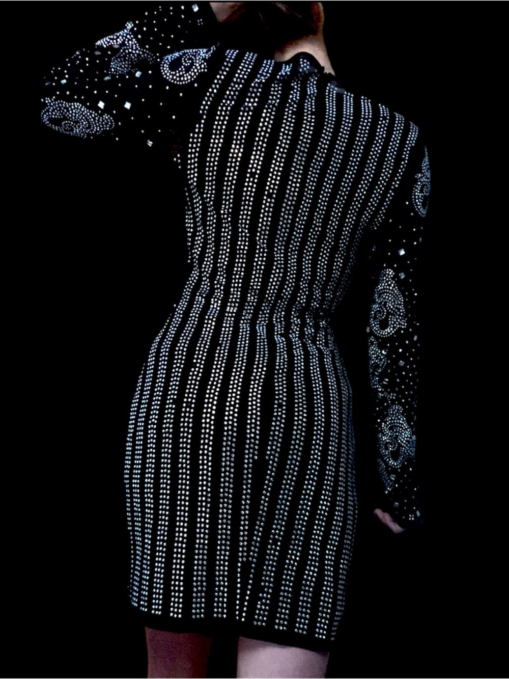 Banjul Black Mesh Rhinestone Dress